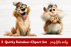 2 Quirky Reindeer Clipart Set | Fun Holiday Reindeer PNG Product Image 1