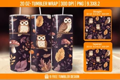 Cute Owl Seemless Tumbler Wrap Designs, Sublimation Wrap Product Image 1