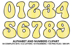 Stripes Alphabet Letters & Numbers Clipart PNG 300DI Product Image 5