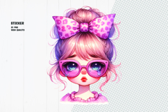 Cute Doll Girl with Big Glasses Pastel Sticker Clipart PNG Product Image 1