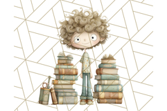 Whimsical Library Clipart with Cozy Readers and Books Product Image 3