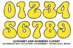 Polka Dots Alphabet Letters &amp; Numbers Clipart PNG 300DPI Product Image 5