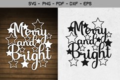 Merry and Bright Christmas Paper Cut Template SVG Product Image 1