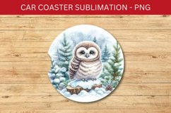 rounded car coaster - cute baby owl Product Image 1