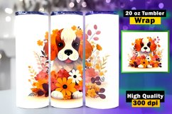 Dog &amp; Flower Tumbler Sublimation, 20 oz Skinny Tumbler Wrap Product Image 1