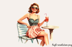 Vintage Retro Girls Clipart PNG Product Image 1