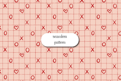 Valentine XO Grid Seamless Pattern with Hearts on Blush Product Image 1