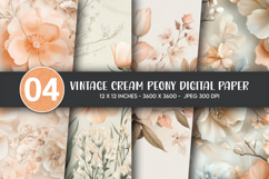 Vintage Cream Peony Digital Paper Product Image 1