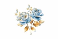 Blue and Gold Sparkling Roses clipart Product Image 15