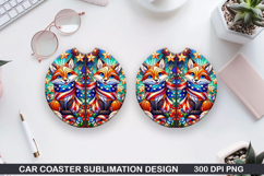 Elegant Fox Car Coaster Sublimation, 4th Of July Coaster PNG Product Image 1