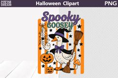 Spooky Goosey Halloween Clipart | Witch Goose with Pumpkin Product Image 1