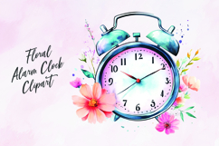 Floral alarm clock clipart sublimation Product Image 1
