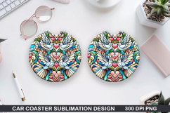 Dove Love Car Coaster Sublimation| Valentine Coaster PNG Product Image 1