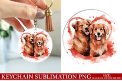 Dog Valentine&#039;s Day Keychain Sublimation PNG Design Product Image 1