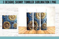 Tooled Leather Blue Gold Tumbler Sublimation PNG Product Image 3