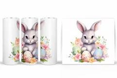 Bunny Easter Tumbler Design. Cute Bunny Tumbler Sublimation Product Image 2