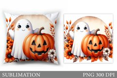Fall Ghost Pillow Design. Cute Ghost Pillow Sublimation Product Image 1