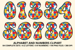 Autism Awareness Doodle Letters Puzzle Piece Alphabet PNG Product Image 5