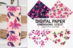 Fuchsia Flowers Pattern Digital Paper- Flowers Background Product Image 1