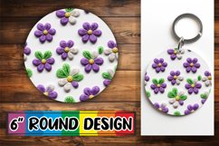 Artful 3D Floral Embroidery Circle - Keychain Design Product Image 1