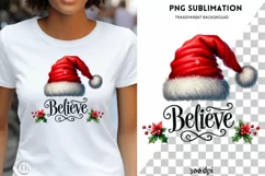 Believe Christmas PNG Hat, Sublimation Graphic Product Image 1