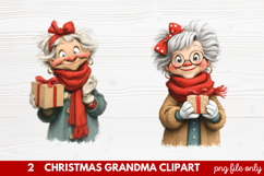 Christmas Grandma Clipart | Cute Holiday Granny PNG Illustra Product Image 1