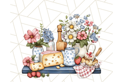 Blue Cottagecore Kitchen Clipart, Vintage Country Floral Png Product Image 3