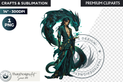 Fantasy Dragon wizard clipart, sorcerer, spellcaster, mage Product Image 1