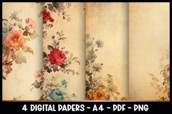 4 Digital Papers Vintage Florals I Vintage Theme Product Image 1
