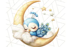 Sleeping Baby Animals PNG, Moon and Stars Nursery Clipart Product Image 3