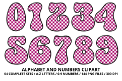 Gingham Plaid Alphabet Letters &amp; Numbers Clipart PNG 300DPI Product Image 5