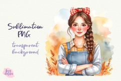 Farmer Girl in Wheat Field PNG Sublimation Baking Clipart Product Image 1
