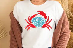 Happiness Quote SVG | Crab Word Art | Ocean PNG | Beach Gift Product Image 5