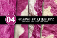 Magenta White Faux Fur Digital Paper Product Image 1