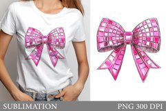 Pink Bow Disco Sublimation. Valentines Bow T-Shirt Design Product Image 1
