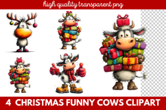 Funny Christmas Cows Clipart | Cute Holiday Farm Animal Product Image 1