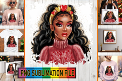 Cheerful TSHIRT Art Magic PNG, Afro Girl Product Image 1