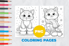 Cute snow kitten Coloring Pages | Coloring book Product Image 1