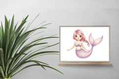 Mermaid Princess Cute Pink Hair Tail Aquatic Siren PNG Product Image 2
