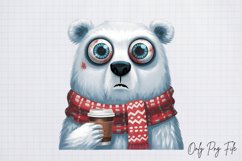 Grumpy Christmas Animal Coffee Clipart PNG Product Image 1