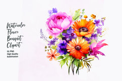 Watercolor Floral bouquet clipart sublimation Product Image 1
