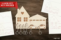 Family Key Holder House Shape | Family Keychain Svg Product Image 2
