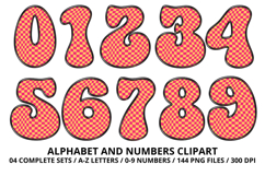 Retro Groovy Alphabert PNG 70s Numbers &amp; Letters 300 DPI Product Image 5