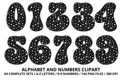 Polka Dots Alphabet Letters &amp; Numbers Clipart PNG 300DPI Product Image 5