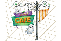 Ghost Café PNG Clipart, Cute Ghost Baristas Halloween Treats Product Image 3