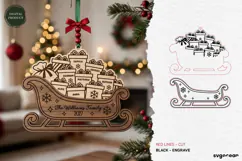 Santa Sleigh Ornament Laser Cut | Glowforge | SVG Product Image 2