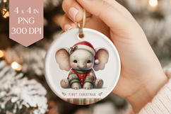 Cute Baby Elephant Christmas Ornament Sublimation PNG Product Image 1