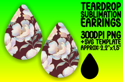 Stylish Teardrop Earrings Artwork PNG , Flower Pattern Product Image 1