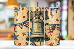 4th Of July Liberty Bell Seamless Tumbler Wrap - 3D Historic Product Image 3
