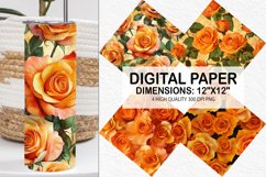 Orange Roses Flowers Digital Paper - Flowers Background Product Image 1